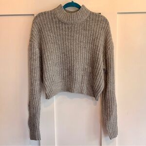 Gray Oversized Crop Women's Sweater